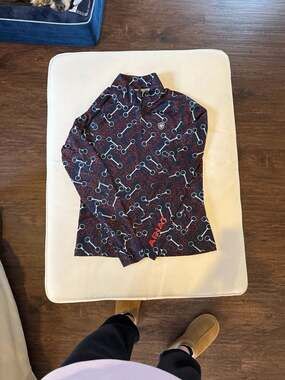 Ariat Youth Lowell 2.0 Quarter Zip Baselayer Team Print Navy with Bits